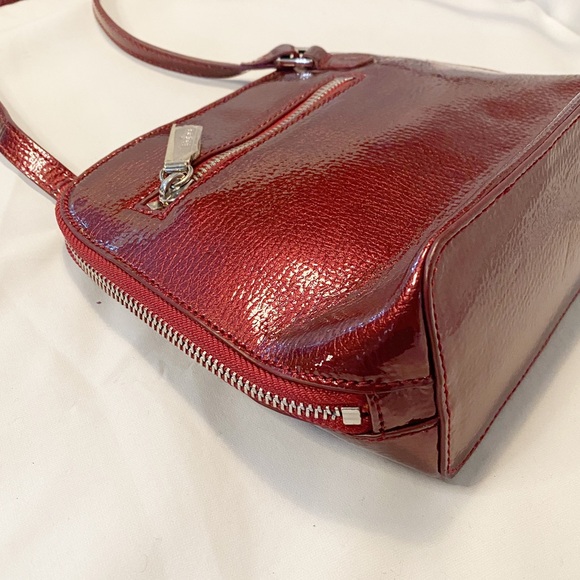 Hobo Camila Metallic Leather Burgundy Crossbody Satchel - Picture 13 of 13